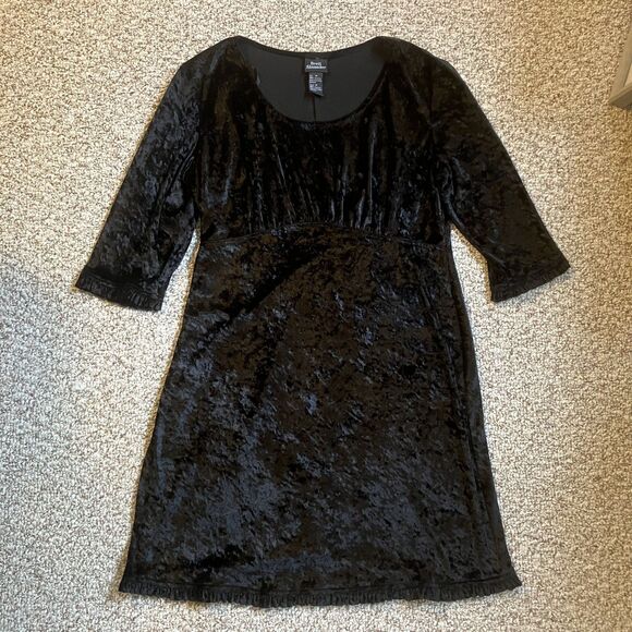 Brett Alexander Womens Crushed Velvet Babydoll Dress Size 14 Black Whimsigoth - Picture 1 of 8